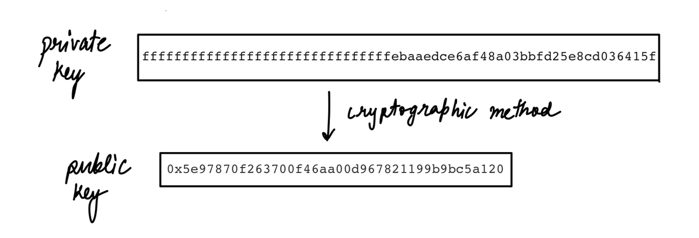 Note: you can’t obtain a private key from the public key because of the nature of the cryptographic method used, for example, the elliptic curve method.