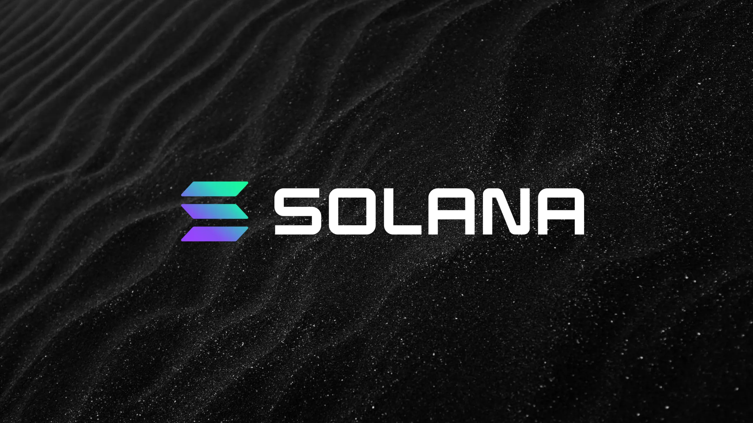 Solana logo on a dark, rippling sand-like background